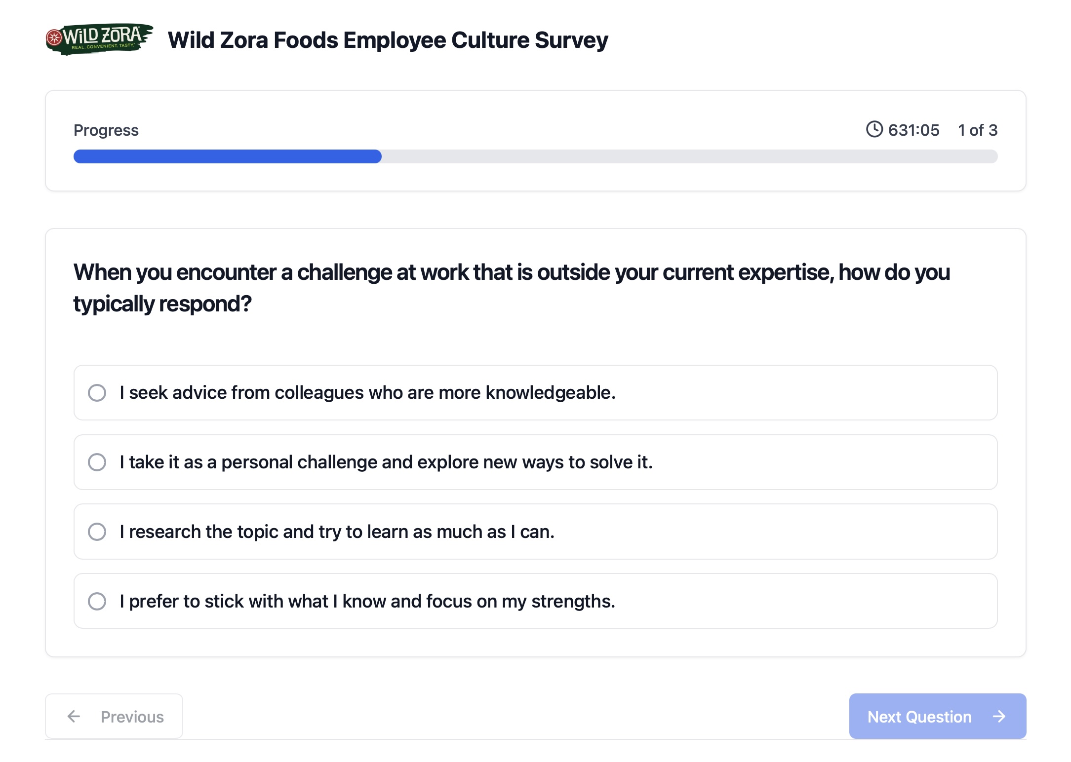 Employee taking a culture survey